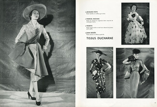 Ducharne 1951 Jacques Fath, Marcel Rochas, Worth, Jean Dessès, Christian Dior, Balenciaga, Photo Jacques Decaux, 3 pages