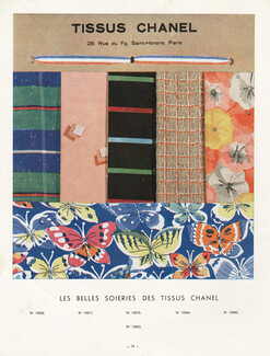 Tissus Chanel (Fabric) 1935 Soieries, Butterfly, Flower