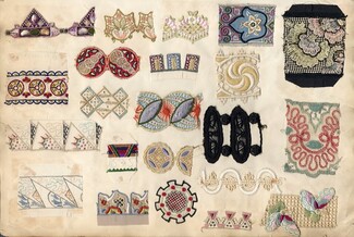 échantillons de broderie 1908 Sélection Claude Frères Haute Couture