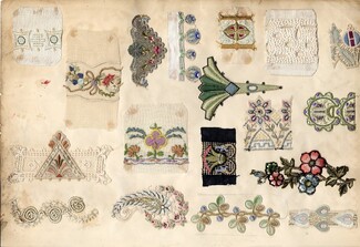 échantillons de broderie 1908 Sélection Claude Frères Haute Couture