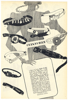 Ceintures (Belts) 1937 Lola Prusac (2), Schiaparelli (2), Worth (2), Henry à La Pensée