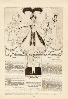 L'Actualité en Costumes Travestis, 1912 - Umberto Brunelleschi Travestis Disguise Costumes, Carnival, Text by Annie Benson, 6 pages