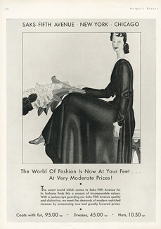Saks Fifth Avenue 1931 Jean Dupas, Dinner Black Dress