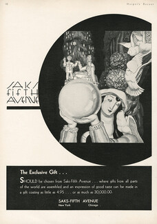 Saks Fifth Avenue 1930 Jean Dupas, Christmas, Bird