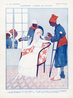 Zyg Brunner 1916 L'Aspirine "Usines du Rhône", Nurse, African war wounded