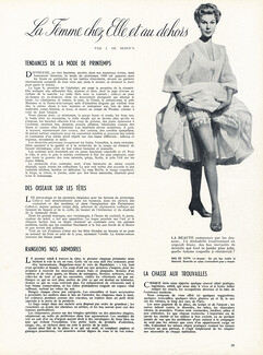 La Femme chez Elle et au dehors, 1955 - Mode de printemps Jacques Fath, Dior, Texte par Jacqueline de Sedouy, 3 pages