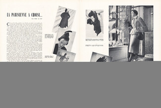 La Parisienne a choisi..., 1949 - Schiaparelli, Hermès (Roger Faré) Gloves, Texte par Renée de Riff