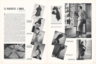 La Parisienne a choisi..., 1949 - Schiaparelli, Hermès (Roger Faré) Gloves, Texte par Renée de Riff