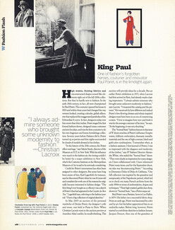 King Paul, 2006 - 2006 Article about Paul Poiret, Texte par Lorna Koski, 2 pages