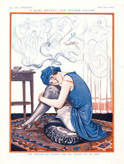 Georges Pavis 1924 Dream Sexy Girl Lingerie Smoker