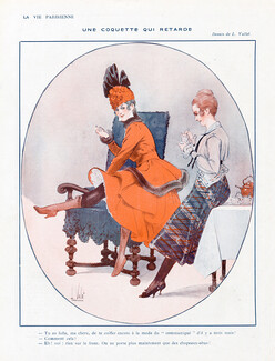 Louis Vallet 1916 ''Une coquette qui retarde'' Elegant Parisiennes