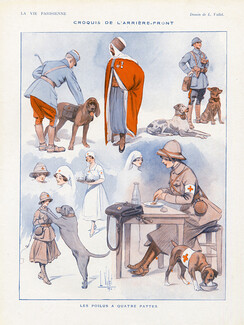 Louis Vallet 1916 Croquis de L'Arrière Front, Military Nurses, Red Cross