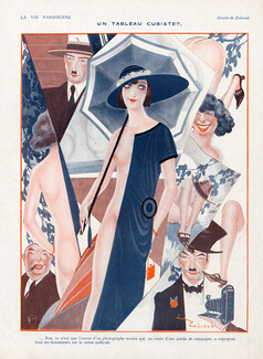 Zaliouk 1923 Cubism Nude Elegant Art Deco