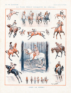 Raymond de la Nézière 1924 "La plus noble conquête du cheval" Horsewoman, Horse Racing