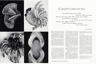 Ce qui fait la valeur d'un Bijou, 1958 - Boucheron, Cartier, Chaumet, Van Cleef & Arpels, Texte par Michel Bagot, 6 pages