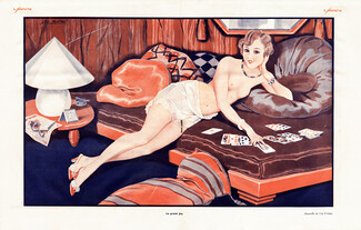 Léo Fontan 1929 "Le Grand Jeu" Sexy Looking Girl Playing Cards