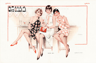 Suzanne Meunier 1929 "Les Trois Glass", Cocktail, Bar