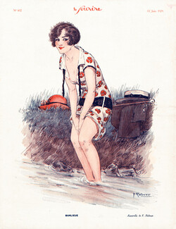 F. Rebour 1929 Swimmer Bathing Beauty