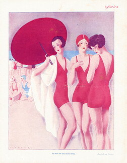 Fabius Lorenzi 1929 La mer et ses trois filles, Bathing Beauties, Beach