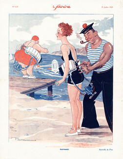 Pem 1929 "Out-Board" Sailor, Swimmer Bathing Beauty