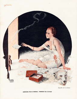 Georges Léonnec 1929 Premier feu d'hiver, Fireplace Bear Fur