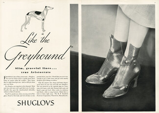 The B. F. Goodrich Footwear Corporation Shuglovs (Shoes) 1931 Silver-gray, Lizard vamp and heel, Greyhound
