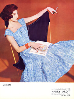 Carven 1956 Summer dress, Cigarette Holder, Photo Arsac