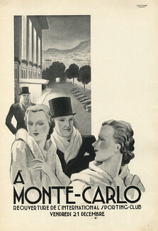 Monte Carlo 1934 Elegantes Parisiennes, Art Deco Style, Sporting Club