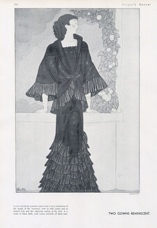 Charles Martin 1930 Lucien Lelong, Gown, reminiscent of the modes of the "seventies"
