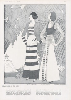 Charles Martin 1931 Schiaparelli & Mary Nowitzky, Pyjamas, Bathing-suit top like a French sailor's