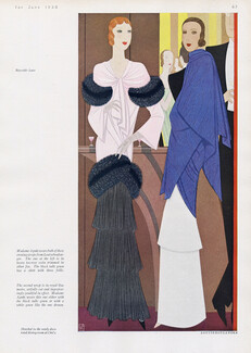 Reynaldo Luza 1930 Louiseboulanger, Evening Gown, Tea-rose, Black tulle, Cape, Dinning room at Ciro's, Madame Agnès