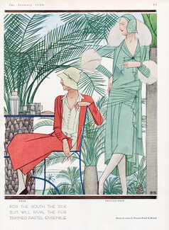 Bernard Boutet De Monvel 1930 Yteb, Drecoll-Beer, Silk Suits, Pastel Ensemble, French Riviera
