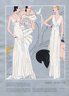 Léon Bénigni 1931 Madeleine Vionnet, Hattie Carnegie, Jean Patou, White Evening Gowns