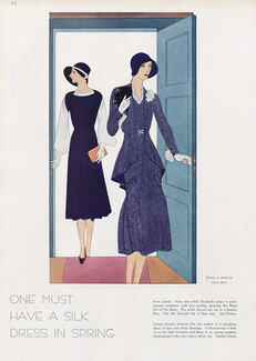 Grace Hart 1930 Jeanne Lanvin, Lucien Lelong, Summer Dresses, Navy and White