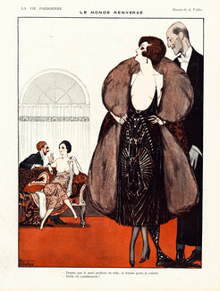 Armand Vallée 1921 "Le Monde Renversé" Elegant, Sexy Girl Topless, Roaring Twenties