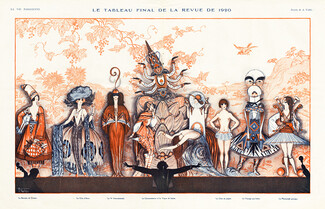 Armand Vallée 1921 "Tableau Final de la Revue de 1920" Cabaret Costumes, Greek, Indian, Côte d'Azur... Chorus Girls