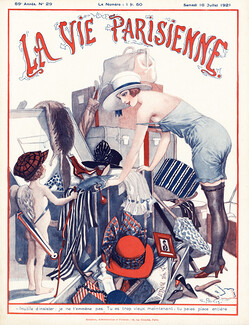 Georges Pavis 1921 Departure, Babydoll, Stockings, La Vie Parisienne cover