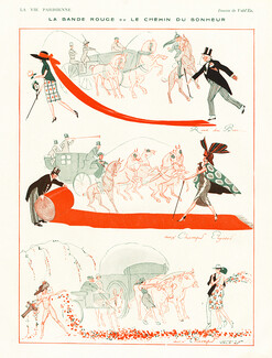 Vald'es 1921 "La Bande Rouge ou le Chemin du Bonheur" Rue du Bac, Champs Elysées, Aux Champs