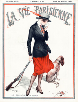 Hérouard 1921 Le Repentir de Diane, Huntress, Dog