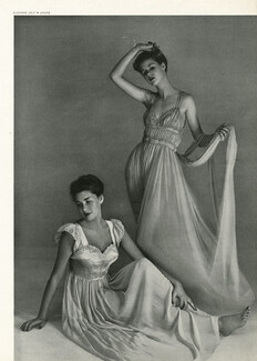 Suzanne Joly, Janine, Cadolle, Mille et une Nuits 1947 Nightgown, Photo Philippe Pottier, 2 pages