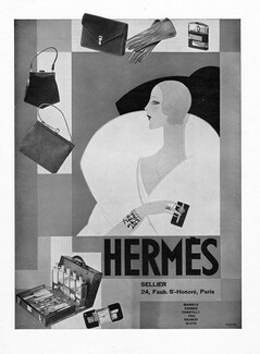 Hermès 1929 Handbag, Gloves, Lighter, Art Deco, Reynaldo Luza