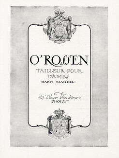 O'Rossen (Label) 1924 Address 12 Place Vendôme, Paris, Habit Maker