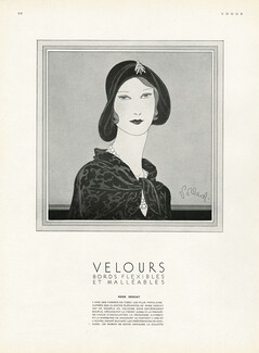 Rose Descat 1929 Black Velvet, Satin Ribbon, Douglas Pollard