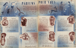 Parfums Pour Vous, 1938 - Lanvin, Guerlain, Lucien Lelong, Prince Matchabelli, Coty, Weil, Le Galion, Caron Perfumes, Hervé Baille