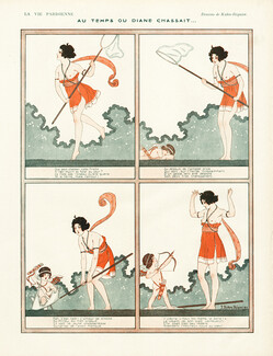 Joseph Kuhn-Régnier 1921 "Au temps ou Diane chassait..." huntress Comic Strip