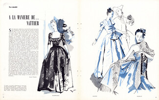 Delfau 1946 Balenciaga, Lelong, Balmain, A la manière de Nattier, 18th Century fashion revival