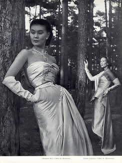 Christian Dior & Jeanne Lafaurie 1949 Strapless dress, Necklaces Boucheron & Mauboussin