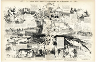 Fantaisies Maritimes - Torpilles et Torpilleurs 1886 Mermaid, Women Torpedos
