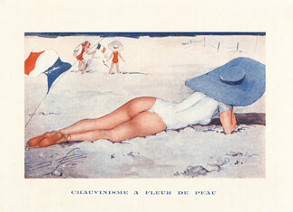 D'Es 1935 Chauvinisme à fleur de peau, Sexy Swimwear, Bleu Blanc Rouge, French Flag