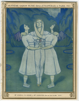 Valentine Gross 1913 "Ballets Russes" 1913 Melle Schollar, Nijinsky, Tamara Karsavina "Jeux" "Khovanchina" Léon Bakst, 22 pages